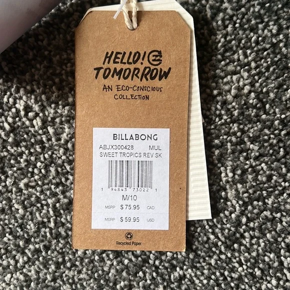 NWT Billabong Sweet Tropics Skinny Mini floral bikini top reversible surf swim - Picture 4 of 6